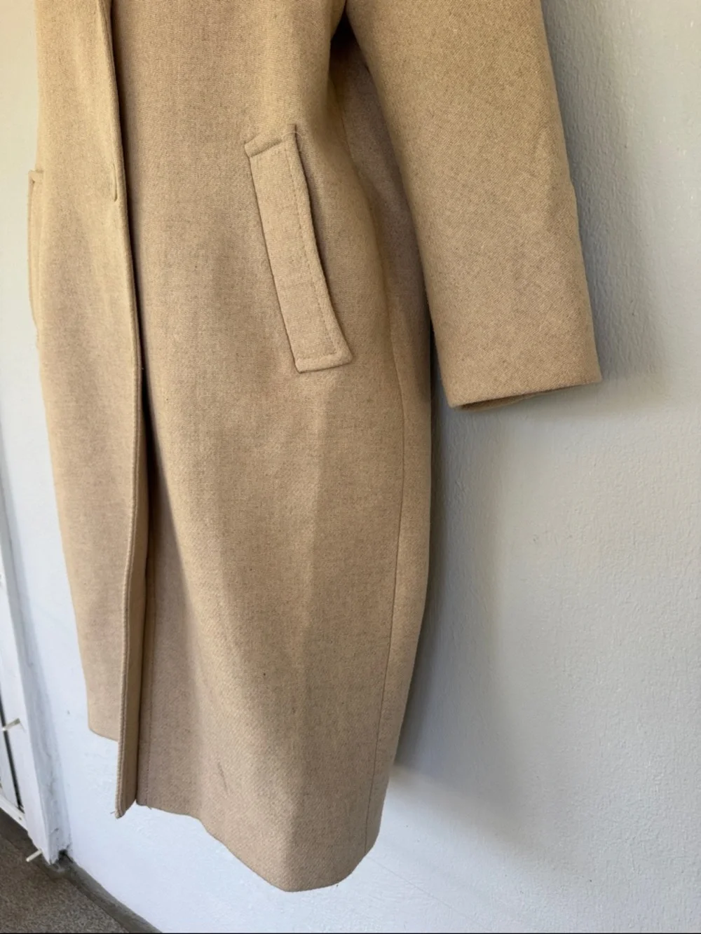 Zara beige cream wool blend longline button up winter peacoat size XS - Picture 10 of 15